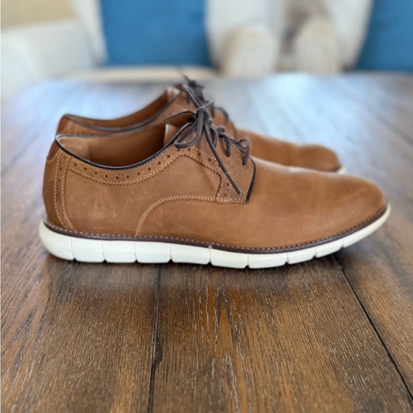 Johnson and Murphy Memory Foam Sheepskin Brown Leather Men’s Shoes Size 10 - Picture 1 of 10